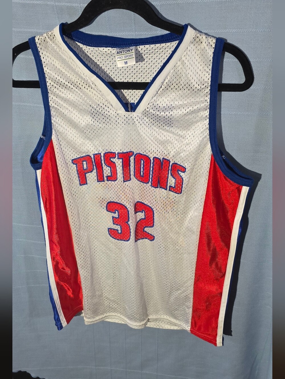 Detroit Pistons Hamilton #32 White Mesh Basketball Jersey - Red & Blue